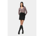 Forcast Women's Julie Faux Suede Mini Skirt - Black