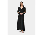 Forcast Women's Louise Open Sleeve Maxi Dress - Black