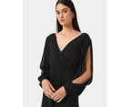 Forcast Women's Louise Open Sleeve Maxi Dress - Black