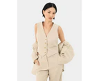 Forcast Women's Mariel Tailored Vest - Sand Beige