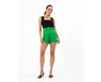 Forcast Women's Annie Linen Blended Shorts - Bright Green