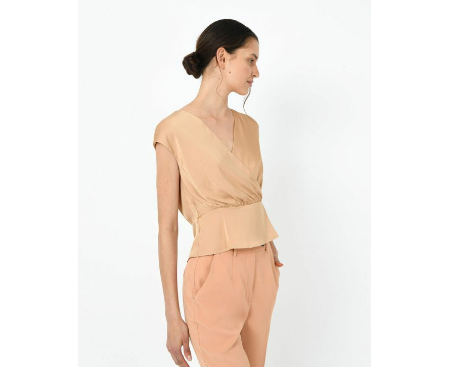 Kalena Satin Cami Top, Dark Camel