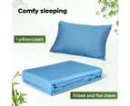 Dreamz Bamboo Sheet Set Fitted Pillowcase Single Size Blue 3PCS Set