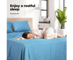 Dreamz Bamboo Sheet Set Fitted Pillowcase Single Size Blue 3PCS Set