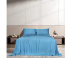 Dreamz Bamboo Sheet Set Fitted Pillowcase Double Size Blue 4PCS Set