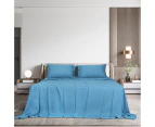 Dreamz Bamboo Sheet Set Fitted Pillowcase King Size Blue 4PCS Set