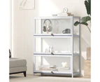 Oikiture Display Cabinet Storage 3-Tier Shelves Clear Bookcase Stand Rack White