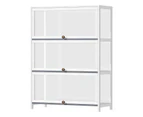 Oikiture Display Cabinet Storage 3-Tier Shelves Clear Bookcase Stand Rack White