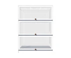 Oikiture Display Cabinet Storage 3-Tier Shelves Clear Bookcase Stand Rack White