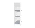 Oikiture Display Cabinet Storage 3-Tier Shelves Clear Bookcase Stand Rack White