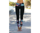 Azura Exchange Black Floral Printed Details Leggings Yoga Pants - Black