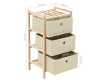 vidaXL Storage Rack with 3 Fabric Baskets Cedar Wood Beige