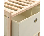 vidaXL Storage Racks with 3 Fabric Baskets 2 pcs Beige Cedar Wood