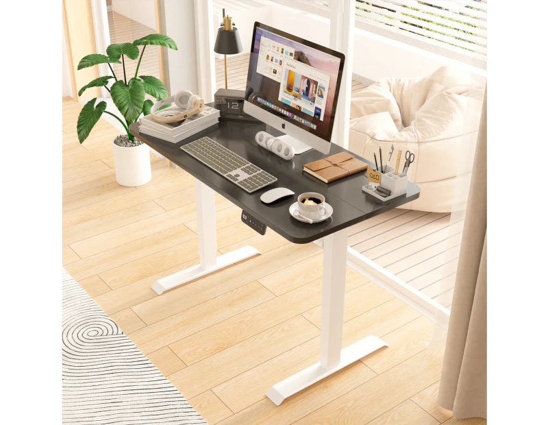 Advwin Standing Desk Electric Ergonomic Adjustable Height Sit Stand up Desk 120cm Black Splice Board Table Top+White Frame