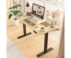 Advwin Standing Desk Electric Ergonomic Adjustable Height Sit Stand up Desk 140cm Oak Splice Board Table Top+Black Frame