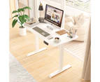 Advwin Standing Desk Electric Ergonomic Adjustable Height Sit Stand up Desk 120cm White Splice Board Table Top+White Frame