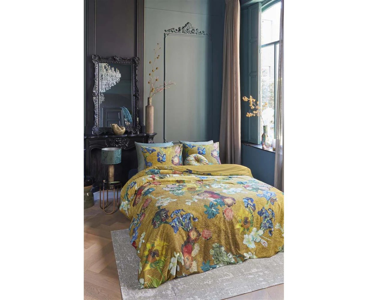 Bedding House x Van Gogh Van Gogh Partout des Fleurs Gold Cotton Sateen Quilt Cover Set