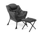 Costway Modern Armchair Upholstered Accent Chair Sofa Lounge Chair Couch w/Storage Bag Living Room Bedroom Balcony Grey