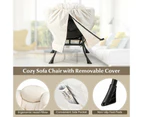 Costway Modern Armchair Upholstered Accent Chair Sofa Lounge Chair Couch w/Storage Bag Living Room Bedroom Balcony Beige