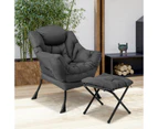 Costway Modern Armchair Upholstered Accent Chair Sofa Lounge Chair Couch w/Storage Bag Living Room Bedroom Balcony Grey