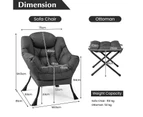 Costway Modern Armchair Upholstered Accent Chair Sofa Lounge Chair Couch w/Storage Bag Living Room Bedroom Balcony Grey