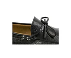 Hand-stitched Italian Leather Loafers - Black