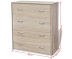 vidaXL Sideboard with 4 Drawers 60x30.5x71 cm Oak Colour