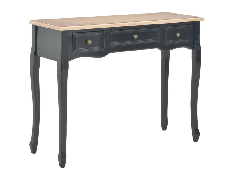 vidaXL Dressing Console Table with 3 Drawers Black