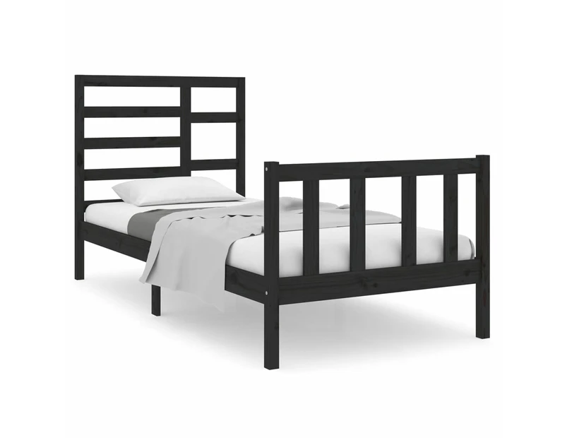 vidaXL Bed Frame Black Solid Wood 92x187 cm Single Size