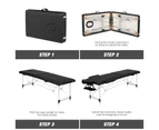 Advwin 55CM Portable Massage Table 2 Fold Aluminum Beauty Spa Therapy Waxing Bed Height Adjustable Black