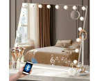 Oikiture 83x69cm LED Hollywood Mirrors Makeup Rotatable Mirror Magnifying Bluetooth Standing Wall Mounted