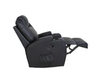 Black Massage Sofa Chair Recliner 360 Degree Swivel PU Leather Lounge 8 Point Heated