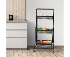 Levede 3 Tier Kitchen Trolley Cart Swivel Vegetable Storage Basket Shelf Rack