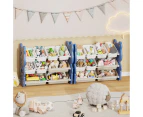 Advwin 2pcs Kids Toy Storage Organizer with 9 Removable Storage Bins Multi-Bin Kids Toy Box Display Shelf Blue
