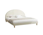 Oikiture Bed Frame King Size Arched Beds Platform Beige Fabric