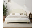 Oikiture Bed Frame King Size Arched Beds Platform Beige Fabric