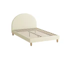 Oikiture Bed Frame Double Size Arched Beds Platform Beige Fabric