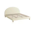 Oikiture Bed Frame King Size Arched Beds Platform Beige Fabric