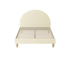 Oikiture Bed Frame Double Size Arched Beds Platform Beige Fabric