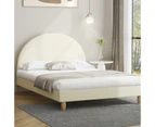 Oikiture Bed Frame King Single Size Arched Beds Platform Beige Fabric