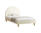 Oikiture Bed Frame Single Size Arched Beds Platform Beige Fabric