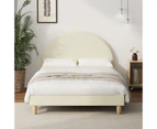 Oikiture Bed Frame King Single Size Arched Beds Platform Beige Fabric