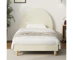 Oikiture Bed Frame Single Size Arched Beds Platform Beige Fabric