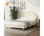 Oikiture Bed Frame King Single Size Arched Beds Platform Beige Fabric