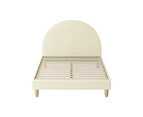 Oikiture Bed Frame King Single Size Arched Beds Platform Beige Fabric