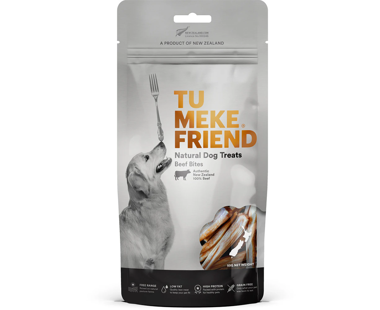 Tu Meke Friend 50g Air-Dried Natural Dog Treats Beef Bites Pet Food Treat Bag