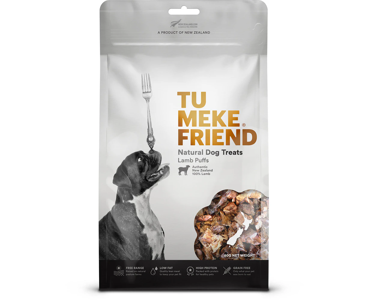 Tu Meke Friend 60g Air-Dried Natural Dog Treats Lamb Puff Pet Reward Snack Bag