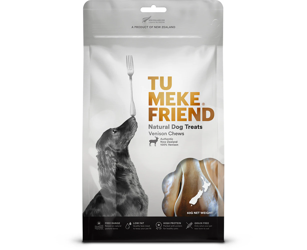 Tu Meke Friend 60g Air-Dried Natural Dog Treats Venison Chews Pet Snack Bag