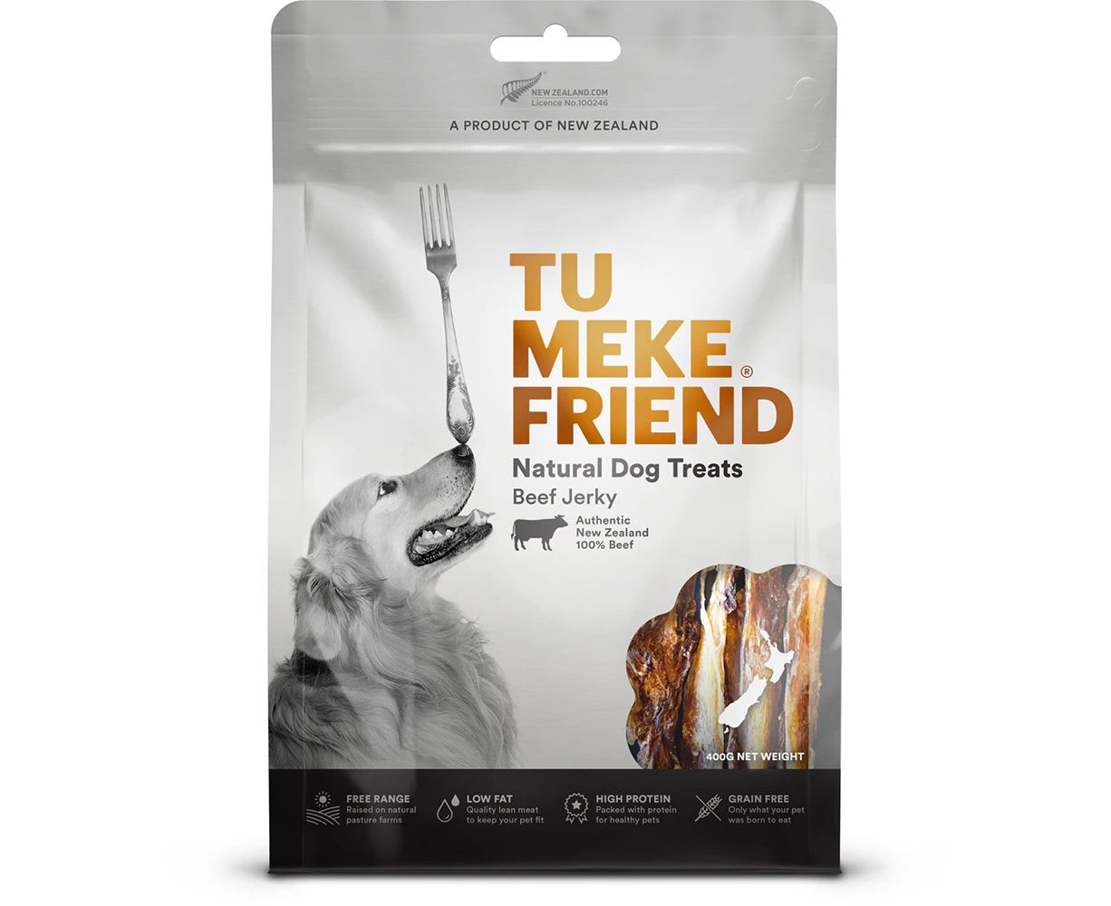 Tu Meke Friend 400g Air-Dried Natural Dog Treats Beef Jerky Pet Reward Food Bag