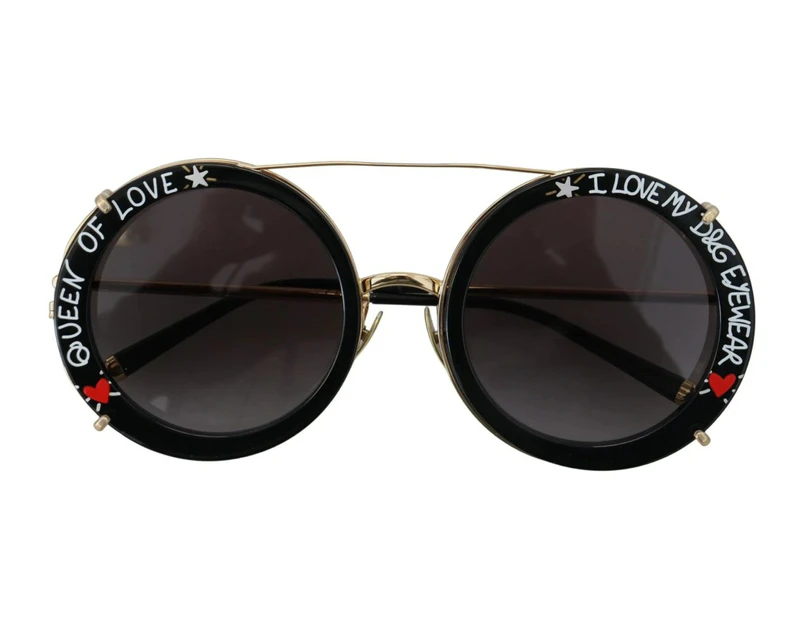 Dolce & Gabbana Black Gold Metal Frame Gradient Lens Sunglasses